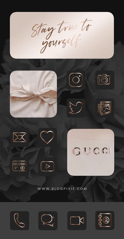 Black And Rose Gold App Icons Aesthetic Iphone Home Screen Ios 14