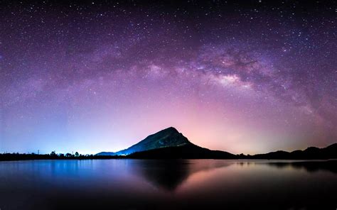 Night Landscape Mountain And Milky Way Galaxy Background