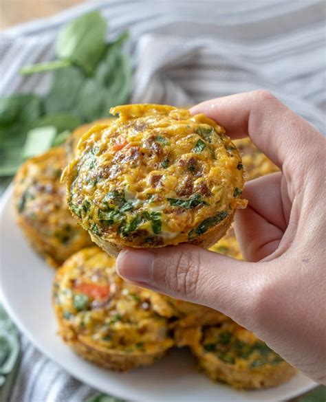A Closeup Image Of The Turkey Sausage And Spinach Mini Quiches