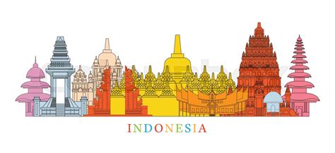 Indonesia Architecture Landmarks Skyline Stock Vector Colourbox