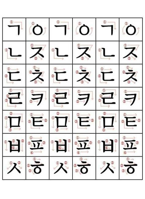 Learning Korean에 있는 Connie님의 핀 한국어 알파벳 쓰기 한국어 알파벳 배우기