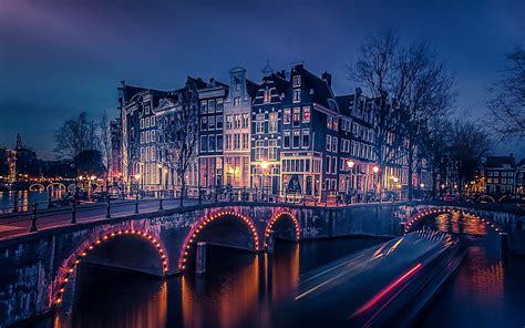 1290x2796px 2k free download amsterdam nightscape bridge river canal holland