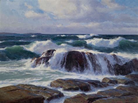 Onrush East Boothbay Maine By Donald Demers Surf Painting Seascape