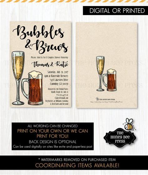 Couples Wedding Shower Invitation Bubbles And Brews Before I Etsy Couples Wedding Shower