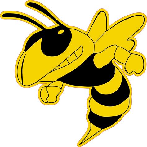 6in X 6in Left Facing Yellow Black Hornet Bee Mascot Bumper Sticker