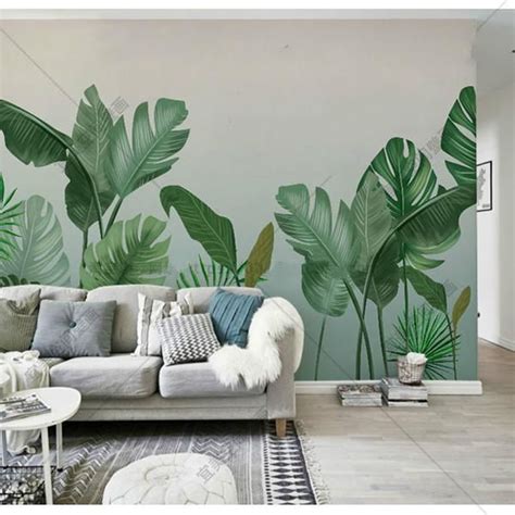 Oil Painting Rainforest Plant Wall Murals Wall Decor Green Leaves