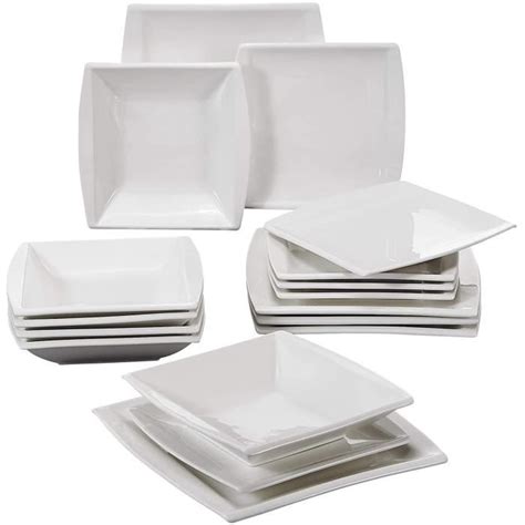 Série Blance 18pcs Assiettes Porcelaine 6 Assiettes Plates 6