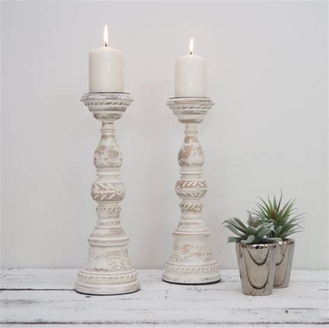 White Wood Pillar Candle Holders Pillar Candle Holders For Fireplace