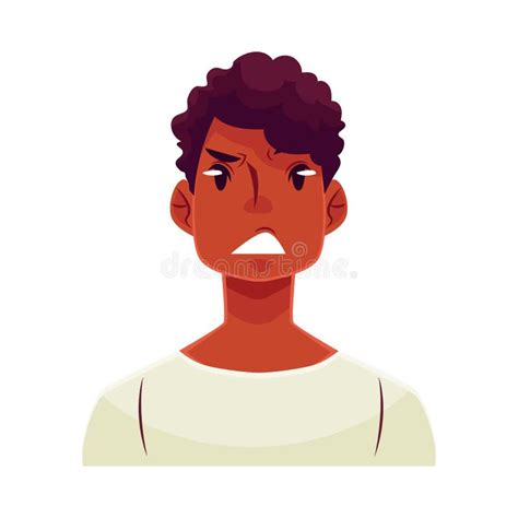 Young African Man Face Upset Confused Facial Expression Stock Vector