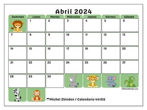 Calendario Abril De 2024 Para Imprimir “441ds” Michel Zbinden Ar