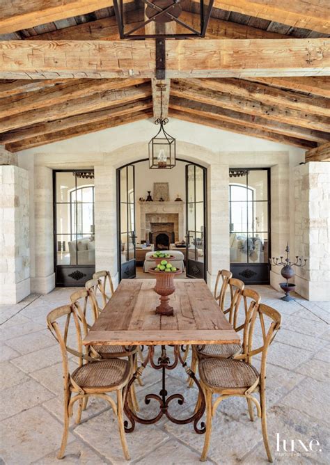 Traditional Neutral Covered Outdoor Dining Room With