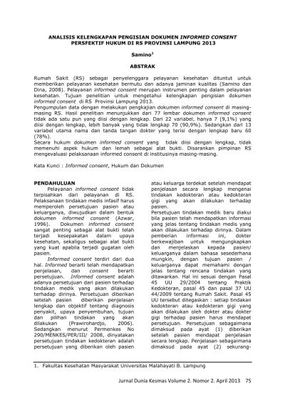 ANALISIS KELENGKAPAN PENGISIAN DOKUMEN INFORMED CONSENT PERSFEKTIF