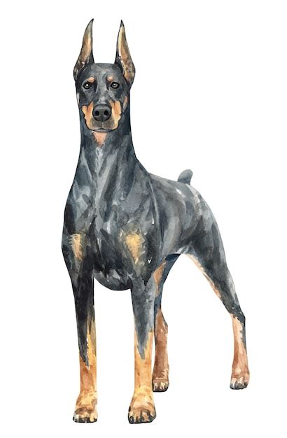 Premium Vector Hand Drawn Doberman Watercolor Dog