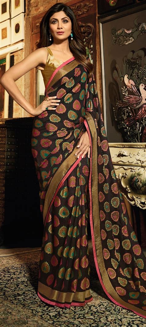 Bollywood Multicolor Color Brasso Fabric Saree 1542786