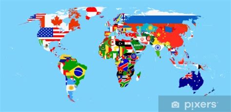 Duvar Resmi Bayraklı dünya haritası PIXERS COM TR