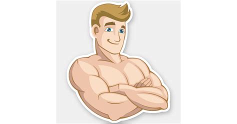 Cartoon Surfer Dude Beach Boy Shirtless Muscle Man Sticker Zazzle