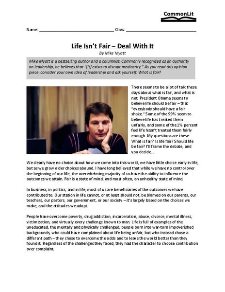 There's still time to join our free digital instruction with commonlit webinar this month! Life isn t fair deal with it commonlit answer key ...