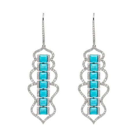 Robin S Egg Turquoise And Diamond Pave Drop Earrings At 1stDibs