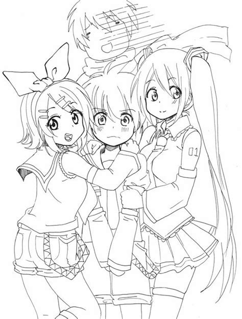 Doodle Vocaloid Lineart By Irask On Deviantart Manga Coloring Book
