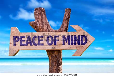 Peace Mind Wooden Sign Beach Background Stock Photo Edit Now 259765001