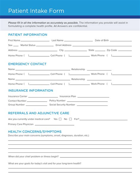 Printable Home Health Intake Form Template Printable Forms Free Online