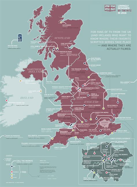The Great British Television Film Location Map By Graphic Designer Tim