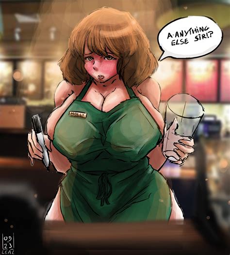 Rule 34 Apron Big Ass Big Breasts Breasts Clerk Iced Latte With Breast Milk Leal Arts Meme