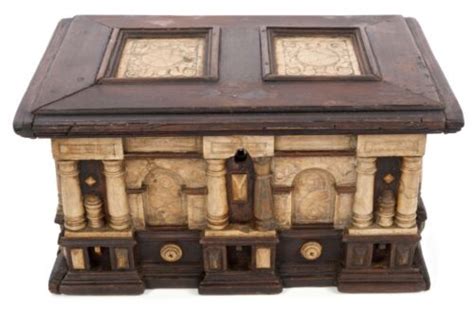 17th Century Malines Ebonised Wood And Carved Alabaster Table Cabinet