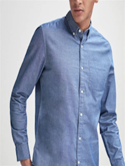 Buy Next Men Blue Regular Fit Solid Casual Shirt Shirts For Men