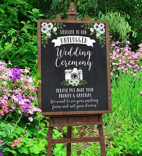 18x24 Unplugged Wedding Sign No Phones Or Cameras Sign Unplugged