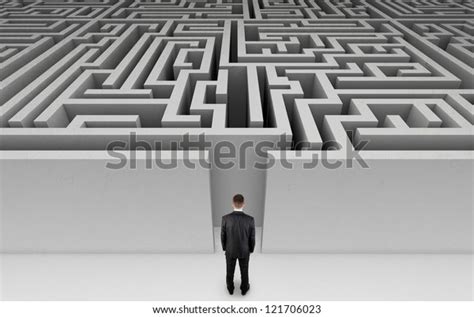 Businessman Front Huge Maze Stock Illustration 121706023