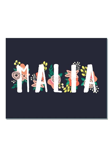 Malia Personalized Name Sign Printable Art Printable Wall Art Etsy