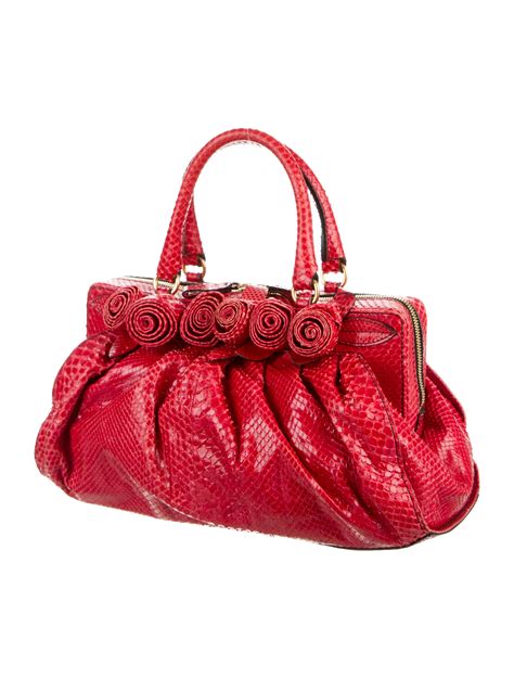 Valentino Snakeskin Rosette Bag Handbags Val61371 The Realreal