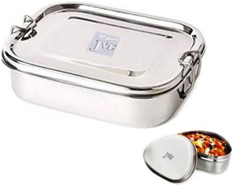 silver stainless steel rectangular tiffin boxes for every where thickness 2mm rs 120 piece