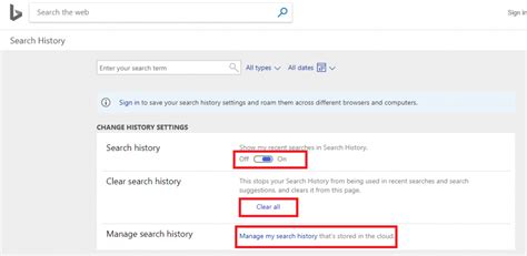 The Bing Search History Feature Gambaran