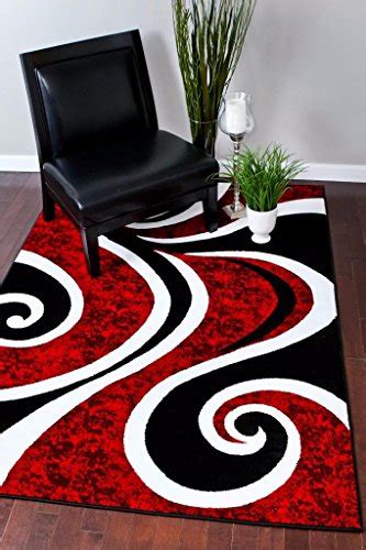 Modern & contemporary area rugs. 0327 Red Black Swirl White Area Rug Carpet 5x7 Modern ...