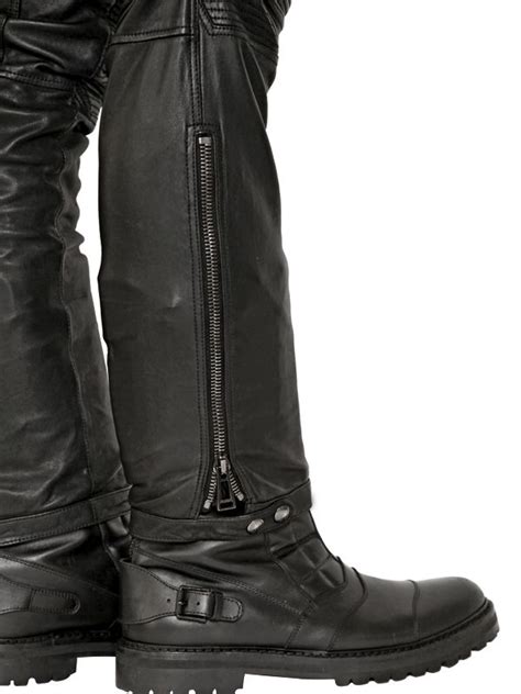 Lyst Belstaff 17cm Washed Leather Biker Trousers In Black For Men