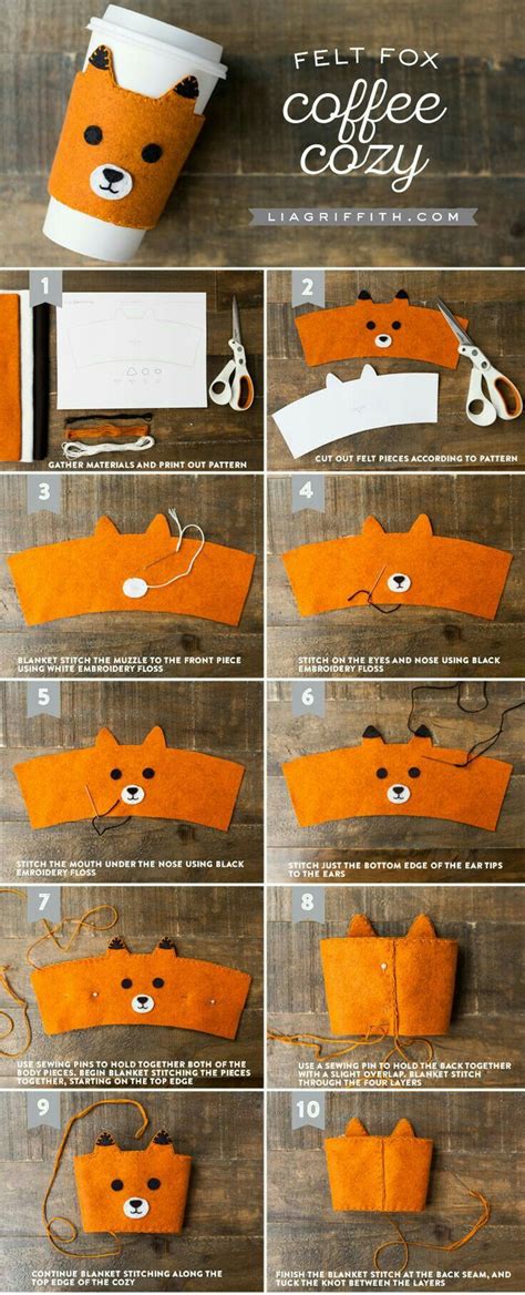 Diy Coffee Cozy Perfect For Fall Mornings Felt Fox Sewing Projects
