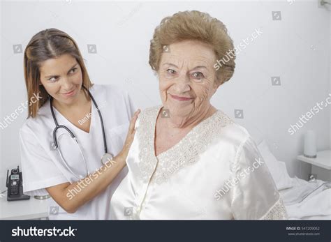 Caring Kind Nurse Providing Healthcare Elderly Stock Photo 547209052