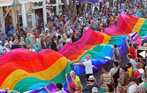 Florida Keys Revelers Carry A 100 Foot Long Rainbow Flag A Symbol Of
