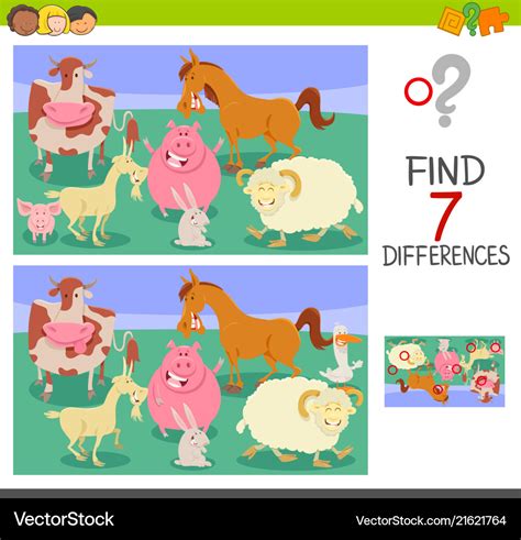 Farm Animals Spot The Difference Printable Sparkling