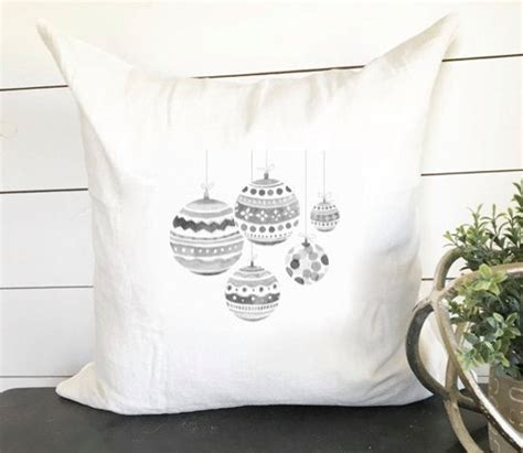 Christmas Ornament Pillow Cover Gray Scale 18 X 18 Etsy