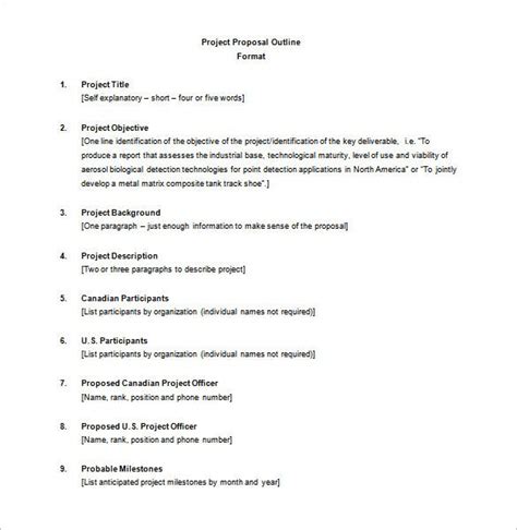 Project Outline Template 8 Free Word Excel Pdf Format Download