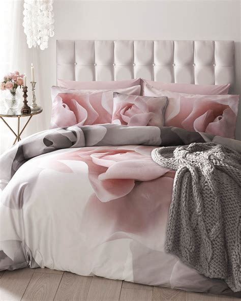 Ted Baker Porcelain Rose Super King Duvet Cover Pink And Grey Bedding