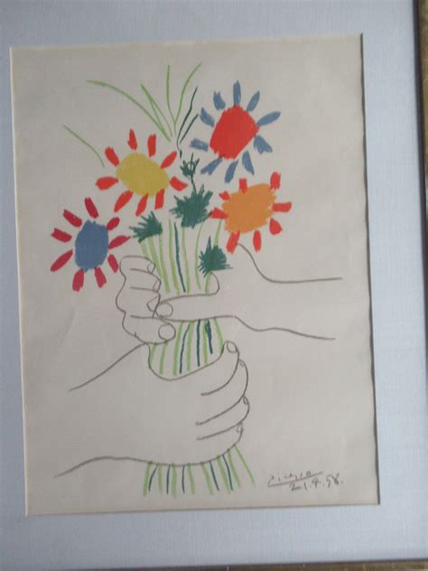 Lot Detail Framed Print Picasso Flowers And Hands