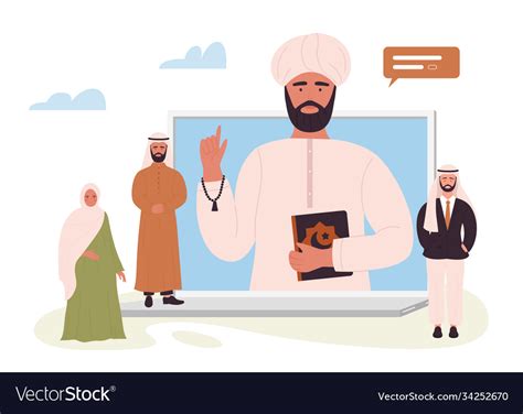 Mosque Online Service For Muslims Cartoon Imam Vector Image