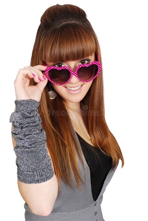 Girl With Heart Sunglasses Stock Image Image Of Lady 16800899