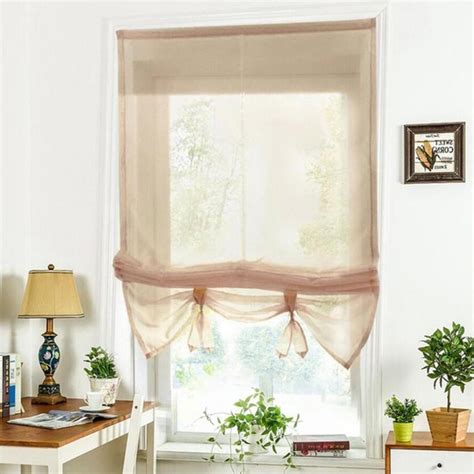 Elegant Sheer Roman Curtains Adjustable Tie Up Shades 1 Panel Windows