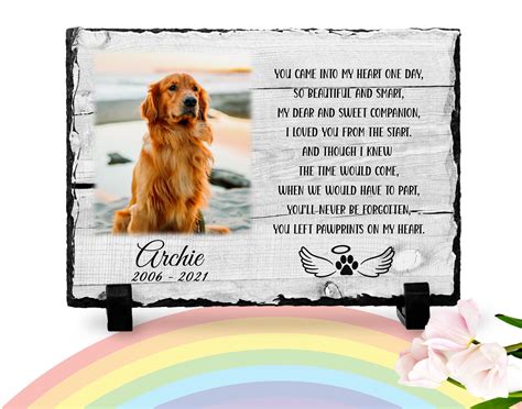 Dog Memorial Plaque Paw Print Rainbow Bridge Poem Pet Etsy