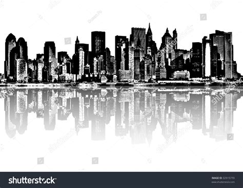 Black White City Illustration Stock Vector 32915770 Shutterstock